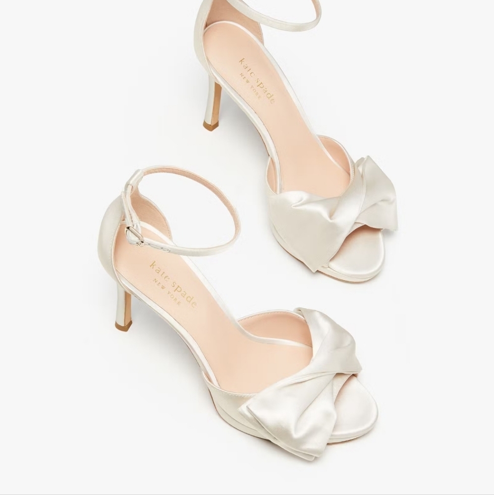 New In Box Kate Spade New York Bridal Bow Pump Sandal Heels Ivory Size 6! - Picture 6 of 9
